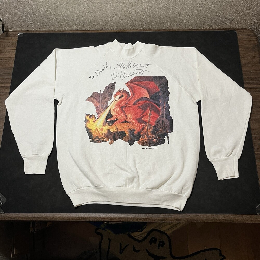 Lord Of The Rings Sweatshirt The Hobbit Smaug The Dragon Gandalf Autographed 80s